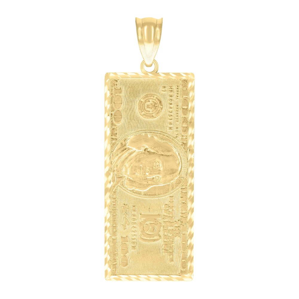 10kt 10k Yellow Gold Mens 100 Dollar Bill Currency Charm Pendant